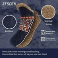 thumbnail image 2 of AMITOFO Slipper Socks for Men Thick Thermal Fuzzy Socks Winter Soft Warm Fleece Fluffy Socks with Non Skid Gripper Christmas Gift,Navy Blue Size 6-11, 2 of 7
