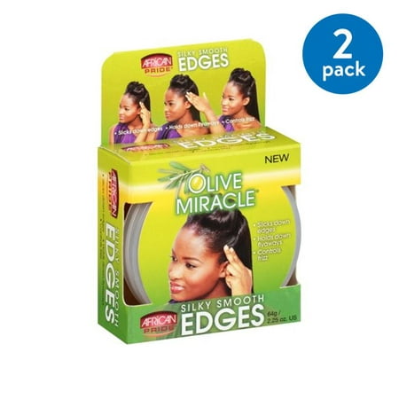 African Pride Olive Miracle Silky Smooth Edges Hair Gel 2.25 oz. Box (Pack of