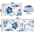thumbnail image 3 of Blue Floral Bathroom Rug Sets 2 Piece, Absorbent Bath Mats for Floor, Watercolor Ink Flowers Bath Rugs for Bedroom, Front Door, Kitchen, Modern White Bathroom Decor, 17.3"x 30" +17.3"x 47", 3 of 6