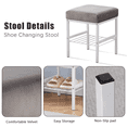 thumbnail image 5 of Tcbosik 13 inch Square Vanity Stool with Shelf, Velvet Upholstered Footrest with Metal Legs for Bedroom, Living Room, Space Saving, Grey, 5 of 6