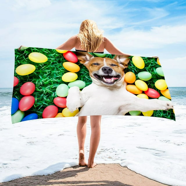 Xihbxyly Toalla de Playa con Temática de Perro, Microfibra de Secado Rápido, Diseño Ligero y Absorbente, Ideal para Yoga, Senderismo y Viajes, Ideal Como Regalo de Verano, 75 X 150 Cm.