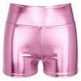 thumbnail image 6 of Aiihoo Women's Shiny Metallic Shorts High Waist Dance Booty Shorts Hot Shorts Yoga Shorts Pink M, 6 of 7