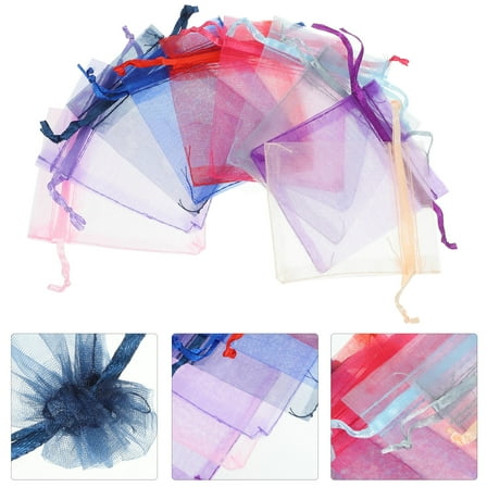 Uonlytech 100Pcs Netting Bags for Women and Men Assorted Color 3.54X2.75X0.04in