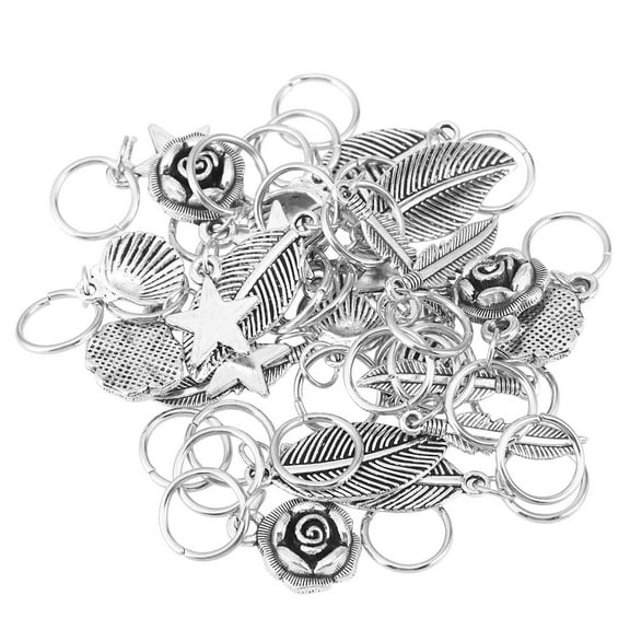 Masteelf Silver Hair Jewelry Rings for Fastening Hair Copper Alloy Braid Accessories 35pcs Set Various Styles