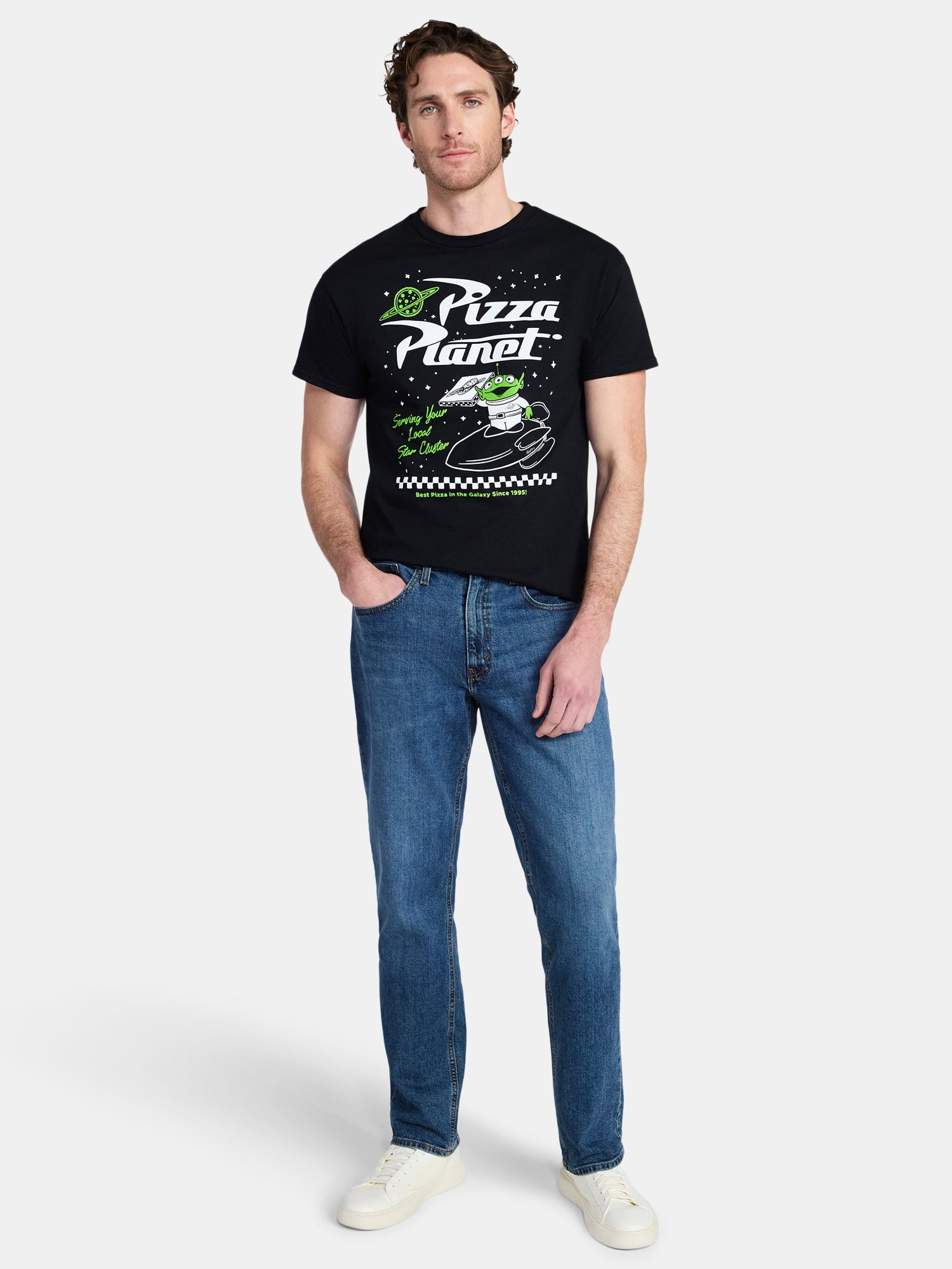 Toy Story Men's and Big Men's Pizza Planet Graphic Tee with Short Sleeves, Sizes S-3XL