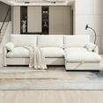 thumbnail image 5 of Harper & Bright Designs L-Shaped Chenille Sectional Sofa with Storage Ottoman & Pockets, USB Charger, 3-Seat Deep Couch Set with Adjustable Phone Holder & Wide Seat for Living Room/Apartment, Beige, 5 of 21