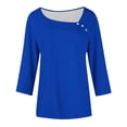 thumbnail image 7 of Mifsaly Plus Size Blouses for Women 3/4 Sleeve Square Neck Cotton Tops Button Decoration Lightweight Breathable Oversized Tshirts Summer Casual Work Office Outfits XXL, 7 of 7