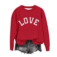 thumbnail image 5 of Tao Tao Kids Girls Boys Casual Crewneck Sweatshirt Classical Letter Graphic Prints Blouses Long Sleeve Tops Cute Pullover Loose Fit For Valentines Day Red 7 Years, 5 of 7