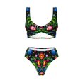 thumbnail image 4 of Rocae Roosters and Flowers for Bikini Set for Women Two Piece Sexy High Swimsuits Split Crossover Bikini Large, 4 of 9