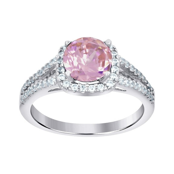 925 Sterling Silver Womens Cubic Zirconia Pink Color Center Stone Wedding Engagement Anniversary Band Ring 10x3mm Wide S