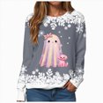 thumbnail image 2 of Towmus Halloween Sweaters for Women Novelty Xmas Roundneck Snowflake Sweatshirts Sequin Ghost Print Long Sleeve Pullover Tops, 2 of 6