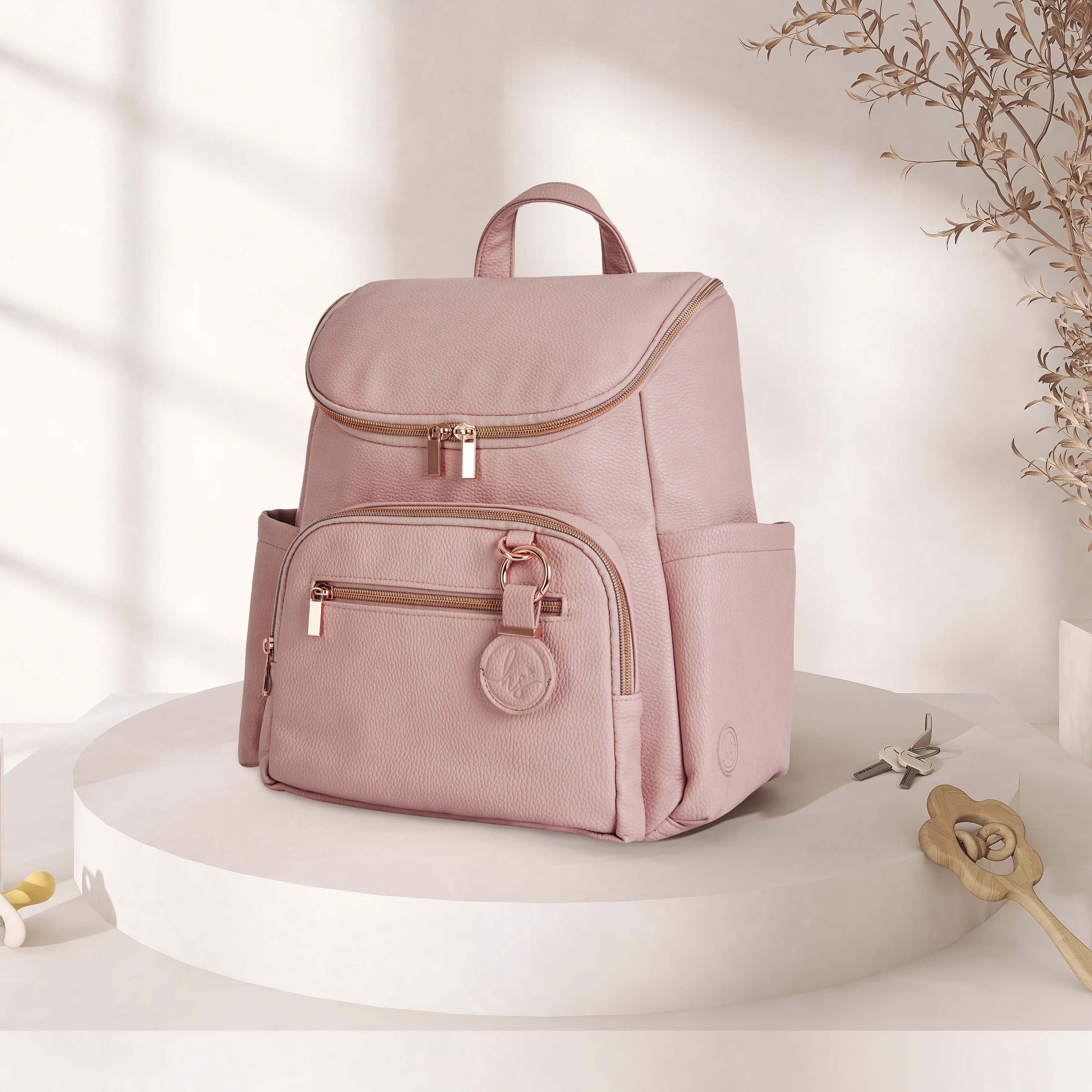 Hannah & Sophia Ready to Roam 3pc Diaper Bag Set, Rose Pink