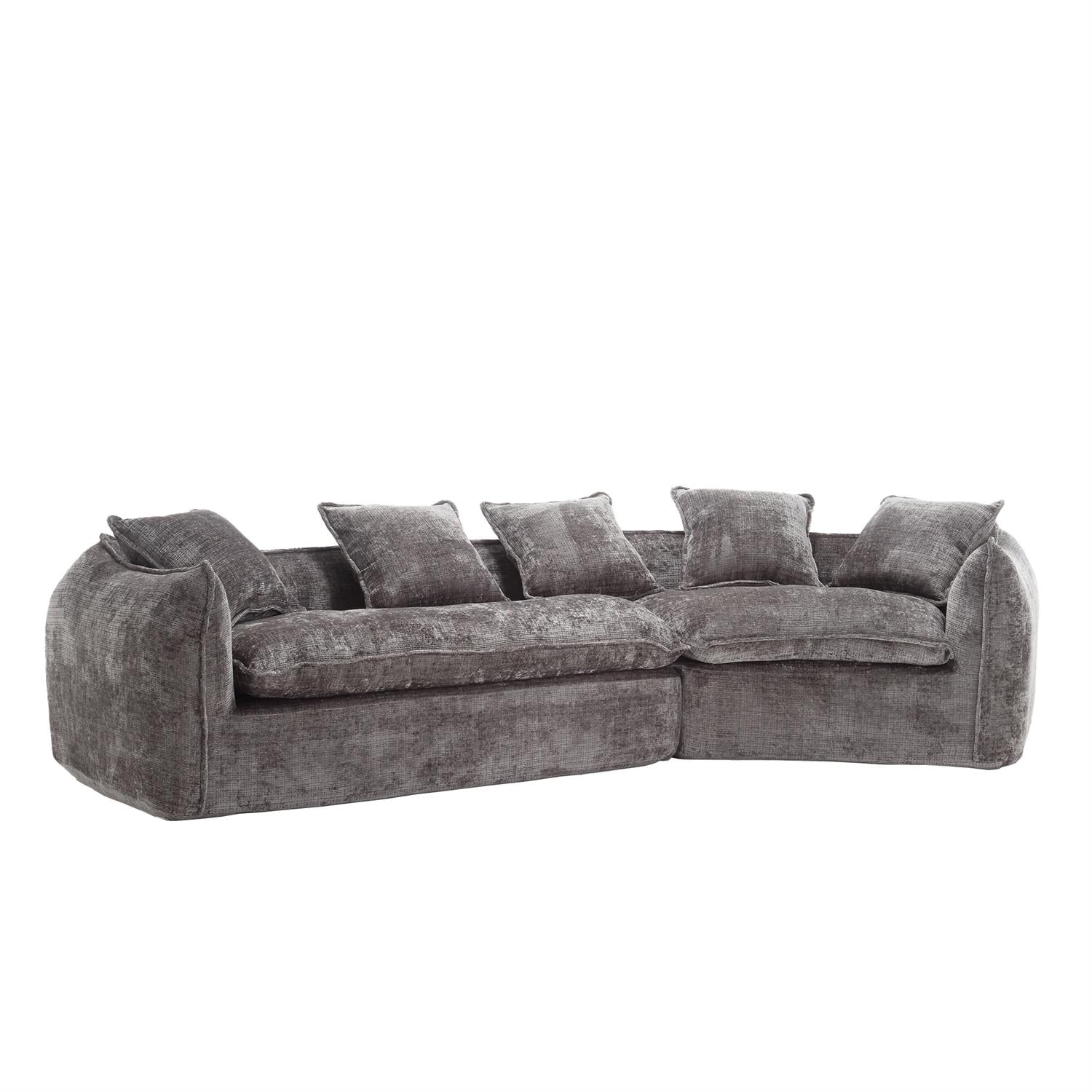 Demi Bonn 125" Modern Modular U-Shaped Sectional Sofa, Spacious 5-Seat Chenille Fabric Couch with Plush Pillows for Living Room, Minimalist Cloud-Style, Gray