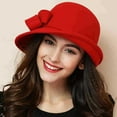 thumbnail image 2 of Wool Felt Church Cloche Fedora Hat Women Bowler Derby Hat Bowknot Cap with Bow, 2 of 2