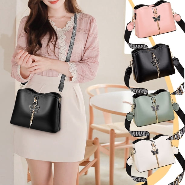 Bolso Bandolera de Piel Sintética Suave y Lavado para Mujer - Bolso de Hombro Espacioso con Múltiples Cremalleras y Gran Capacidad para Uso Diario, Viajes, Trabajo y Compras (Verde, Rosa, Blanco)