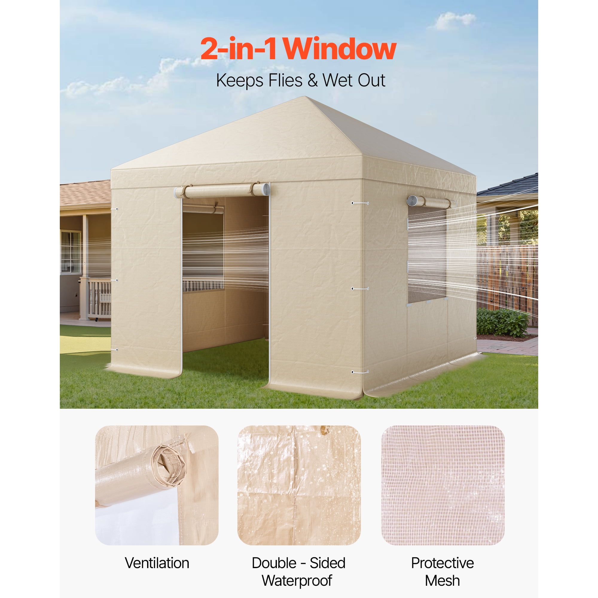 KFFKFF Winter Gazebo Cover for 10 x 10 ft Hardtop Gazebos 180G PE Waterproof Material All-Weather Enclosed Canopy Cover