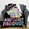 thumbnail image 4 of Yibo Loves Dinosaurs Blanket Flannel Soft and Comfortable Anti-static Bed Sofa Blanket, 4 of 7