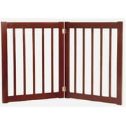 27" Highlander - 2 Panel Free Standing Wood Pet Gate - Mahogany