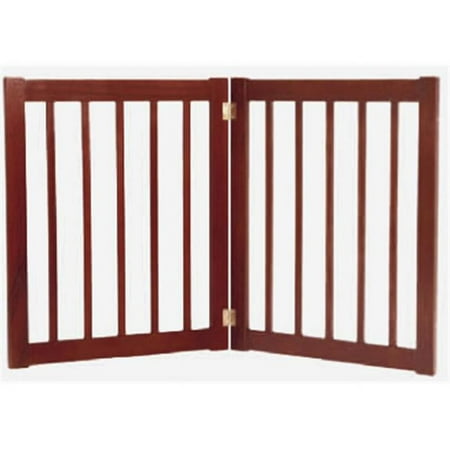 27" Highlander - 2 Panel Free Standing Wood Pet Gate - Mahogany