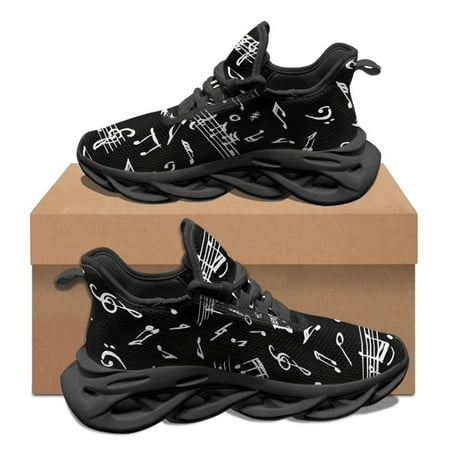 

Black White Piano Note Pattern Unisex Autumn Winter Vulcanized Shoes Shock Absorption Non-slip Sneakers Classic Walking Footwear