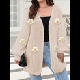 thumbnail image 4 of Suéteres Femeninos con Cuello en V, Larga, Estampado Floral, de Punto Abierto, Sin Botones, de Moda, para Exteriores. Albaricoque Talla Única, 4 of 7