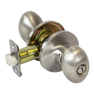 Plymouth Knob Set Privacy Lock - Pearson Collection Egg Styled Bed Bath Privacy Door Knob Lock, Satin Nickel