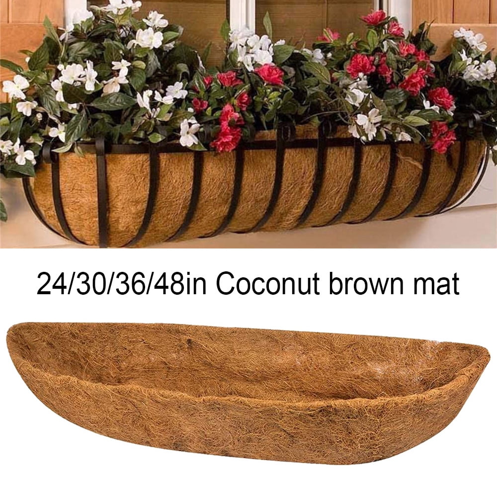 Long Arc Shape Fiber Liners Replacement 36 inch Coconut Liner for Wall Hanging Flower Pot Garden Balcony Basket Planters 