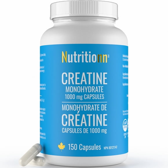 Nutritionn Creatine Monohydrate Capsules - 1000 mg x 150 Capsules, 3-5 g Serving - Muscle Growth Supplement