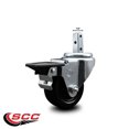 thumbnail image 2 of 3 Inch Hard Rubber Wheel Swivel 7/8 Inch Square Stem Caster with Brake SCC, 2 of 2