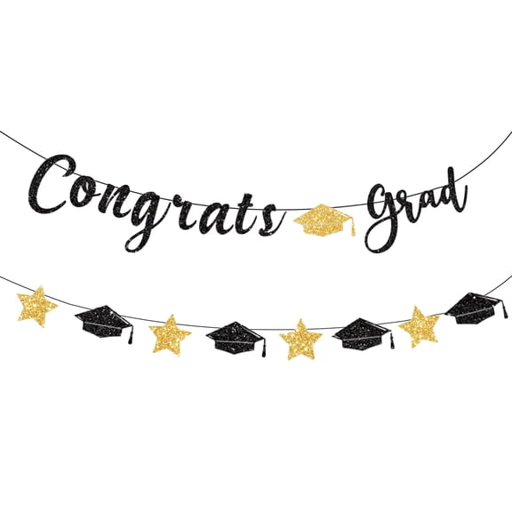 Luluganb 2026 Graduation Banners Party Decorations, Class of 2026 Graduation Banners Garland for Congratulation Graduations Party Supplies, Home, Car Decorations Black