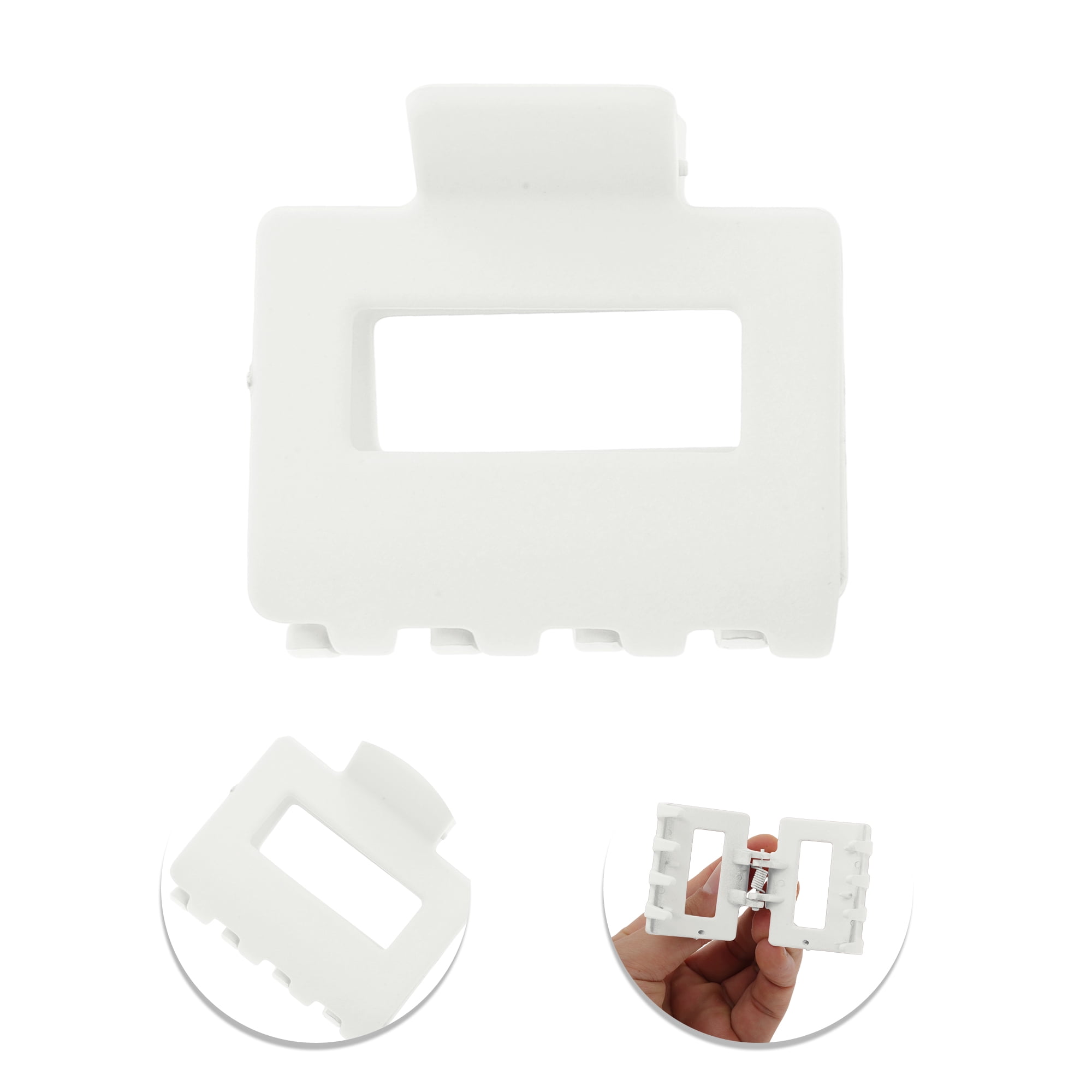 Unique Bargains Rectangle Frosted Hair Clips 1 Piece Hair Accessory Home Use White