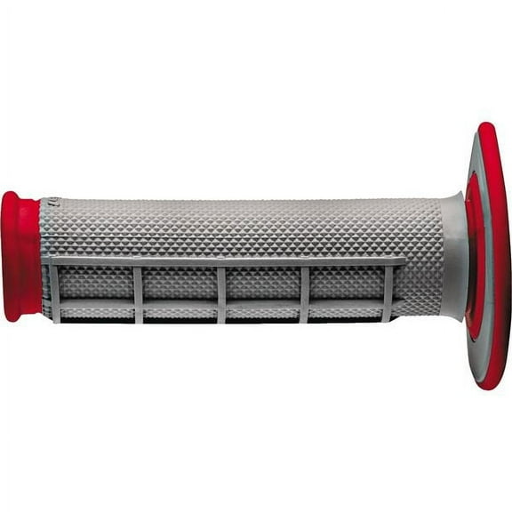 Grey/Red Renthal Dual Compound Half Waffle MX Grips