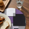 thumbnail image 4 of Round Placemats Abstract Art 15 inch Set of 6 Table Mats for Dining Table Purple Black Patchwork Heat Resistant Non-Slip Kitchen & Home Decorative Place Mat Set, 4 of 8
