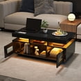 thumbnail image 1 of Noble House High Gloss Coffee Table with LED Lights,USB Ports & Sockets,2-Door Centre & Sofa Side Table,Black, 1 of 17