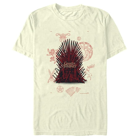 Men's Game of Thrones Red Iron Throne in Sigils Graphic Tee Beige Large