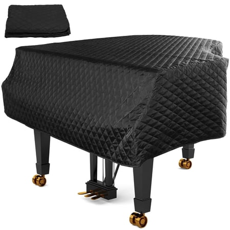 Grand Piano Cover, Piano Full Cover Moisture-proof Dustproof, Soft Nylon and Cotton Piano Cover, 62.9” x 59.8” Piano Protective Cover for Most Standard Grand Pianos, Black