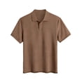thumbnail image 5 of YODETEY Men’s Classic Solid Polos Shirt, Men’s Everyday Fit Collar Casual Shirts,Big and Tall Brown,Size S-3XL, 5 of 5