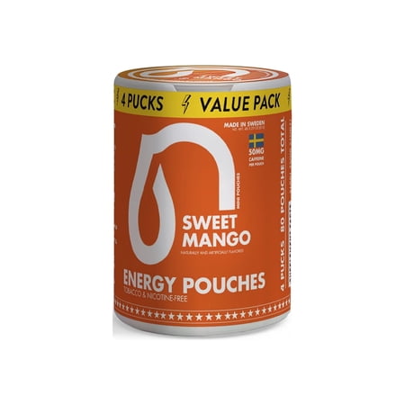 Nectr Caffeine Energy Pouches, Sweet Mango Flavor, 50MG, Dietary Supplements, 4 Count
