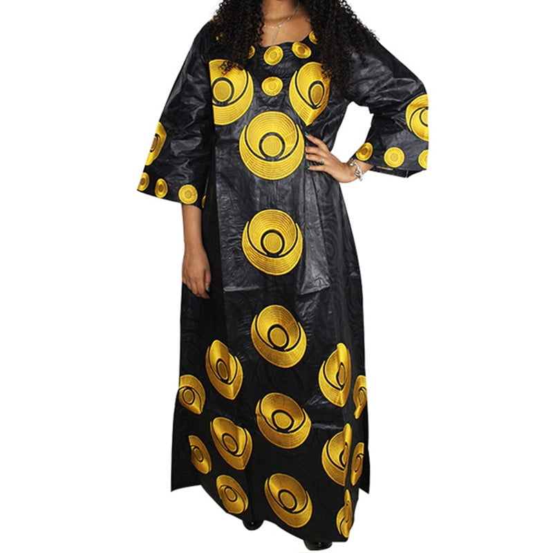 TIDOIRSA African Dresses for Women Plus Size Embroidery Scoop Neck