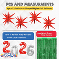 thumbnail image 6 of PMU 12 Pc Set Graduation Decorations | Number Balloons 2026 Ruby Red with Green Curtain Backdrop and Star Mylar | 2026 Graduation Party Decorations | Graduation Party Supplies, 6 of 6