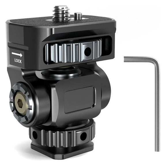 DSLR Camera Clamp Adjustable Monitor Mount W Cold Shoe 1/4 Screw for Flash Light Mic Hot Bracket