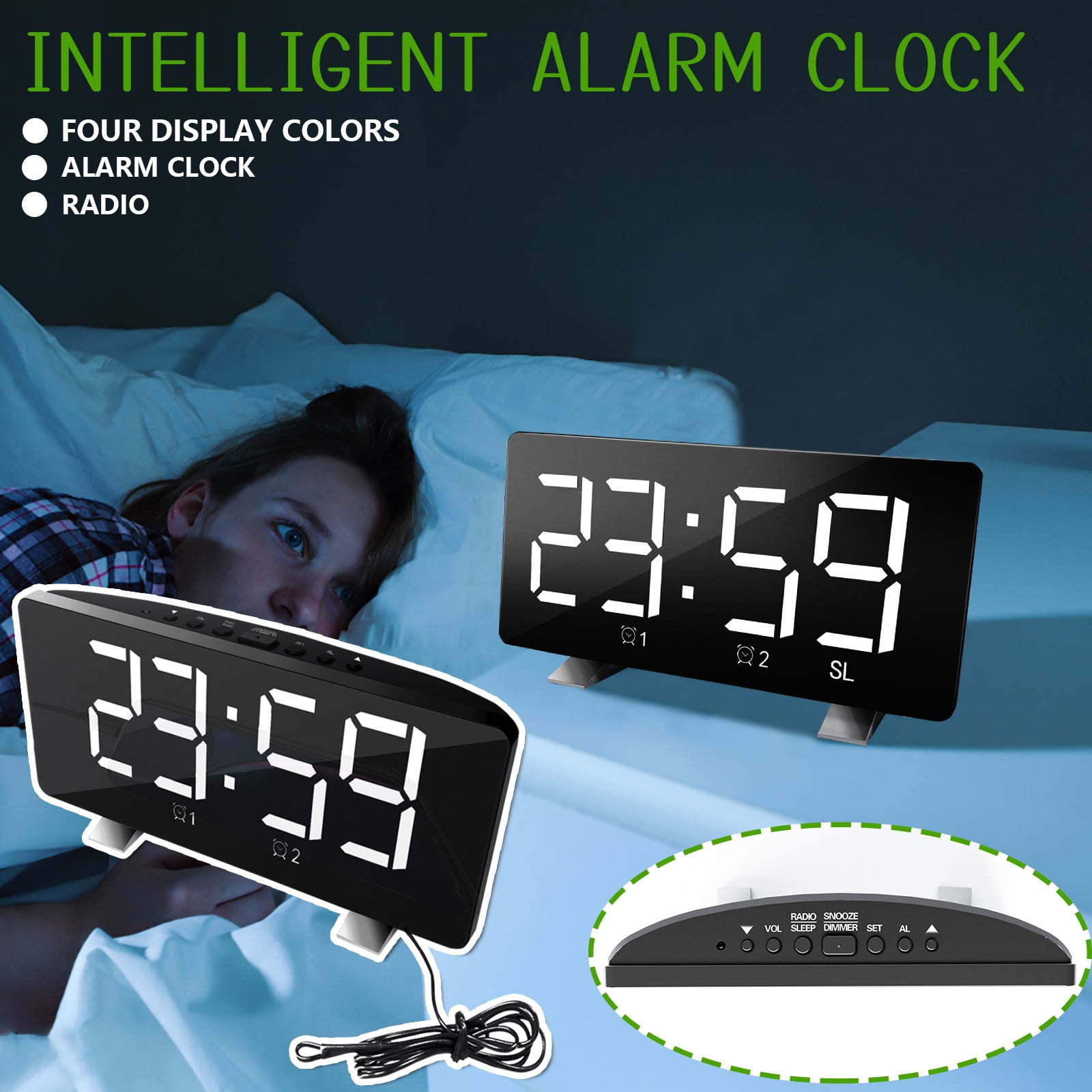 Super Loud Alarm Clock with Bed Shaker , Dual Vibrating Alarm Clock