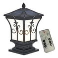 thumbnail image 1 of Lámpara de columna de linterna con linterna solar LED Lámpara de columna al aire libre Decoración de la cerca del jardín, 1 of 6