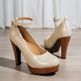 thumbnail image 3 of SACFOF Women's Platform Stiletto Heels Closed Round Toe Pumps Office Ladies Mary Jane Strap Heeled Pumps Fashion 4.3" Heel Wedding Party Dress Shoes, 3 of 6