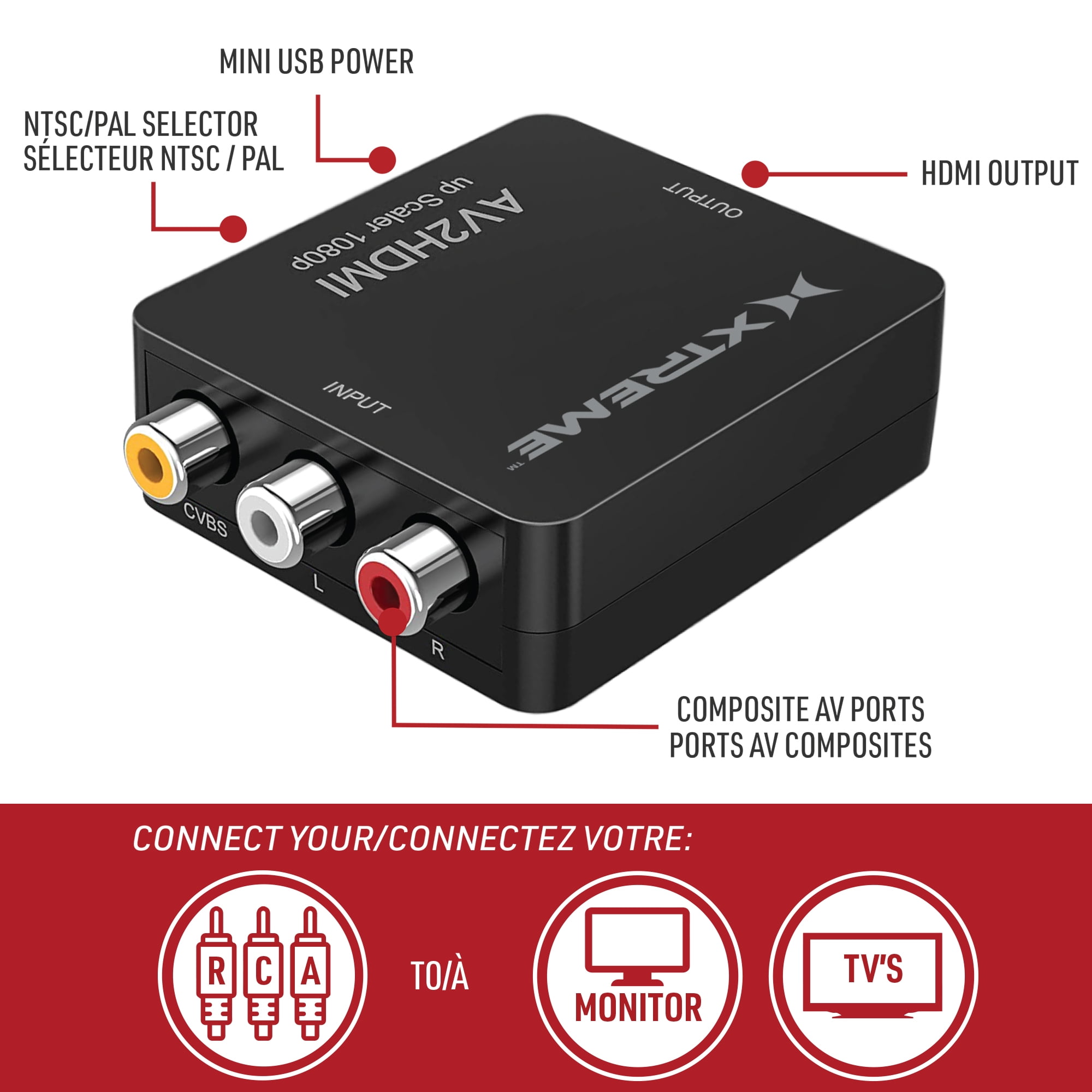 Xtreme Composite AV To HDMI Adapter, Converts Old Devices To New