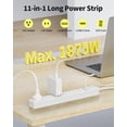 thumbnail image 2 of Protector contra sobretensiones para regleta eléctrica, 7 tomacorrientes, 4 puertos USB (2 USB C), cable de extensión plano ultradelgado Maxpw y enchufe plano, 1700 julios, soporte de pared, estación, 2 of 5