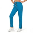 thumbnail image 2 of felwors Women's Elastic Waist 8-Pocket Stretch Jogger Scrub Pants Nurse Work Bottoms with Side Slit Ankle Blue XL, 2 of 5