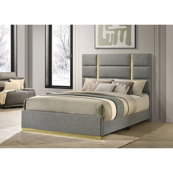 Lauryn Grey Upholstered Queen Panel Bed