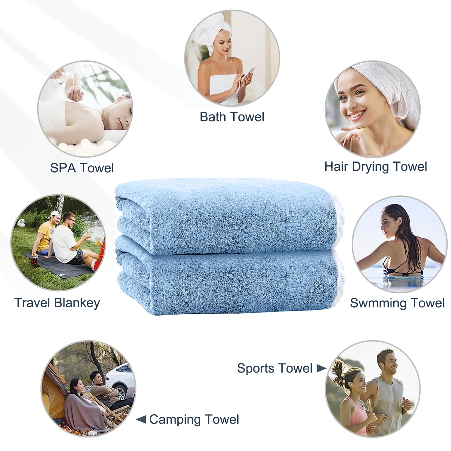 Large Bath Towels 35" x 70", Extra Soft & Highly Absorbent Bath Sheets Set of 4, Quick Dry Lightweight Shower Towels for Bathroom Gym Travel Swim, Durable Bath Towels for Adult,Pet， Blue