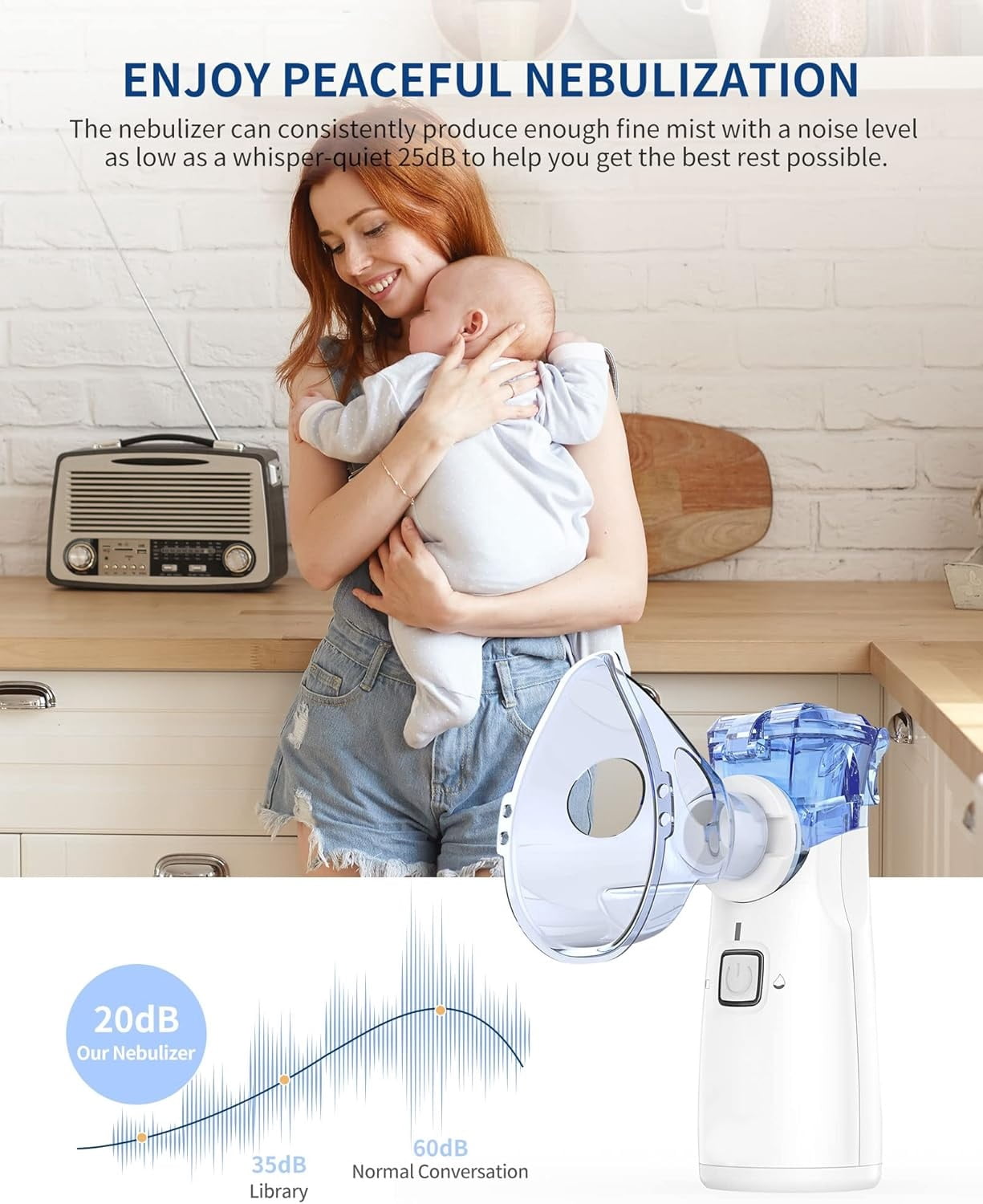 Portable Cool Mist Humidifier - 5 Micron Ultrasonic, USB/Battery Powered for Bedroom, Car, Office & Travel, Compact Personal Air Moisturizer (Blue)